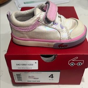 See Kai Run Iridescent White and Pink Sneakers